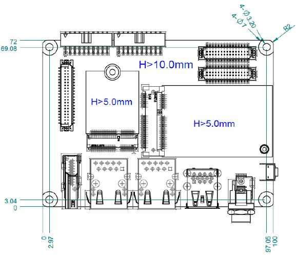 RSB-3720 Board Dimensions