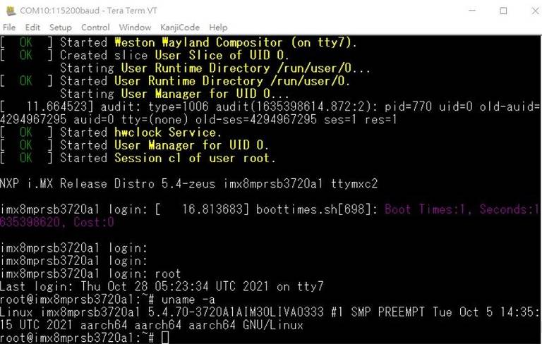 Debug message on boot