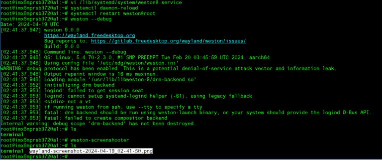 Weston screenshot output