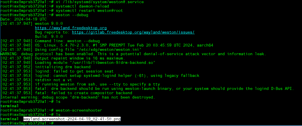 Weston screenshot output